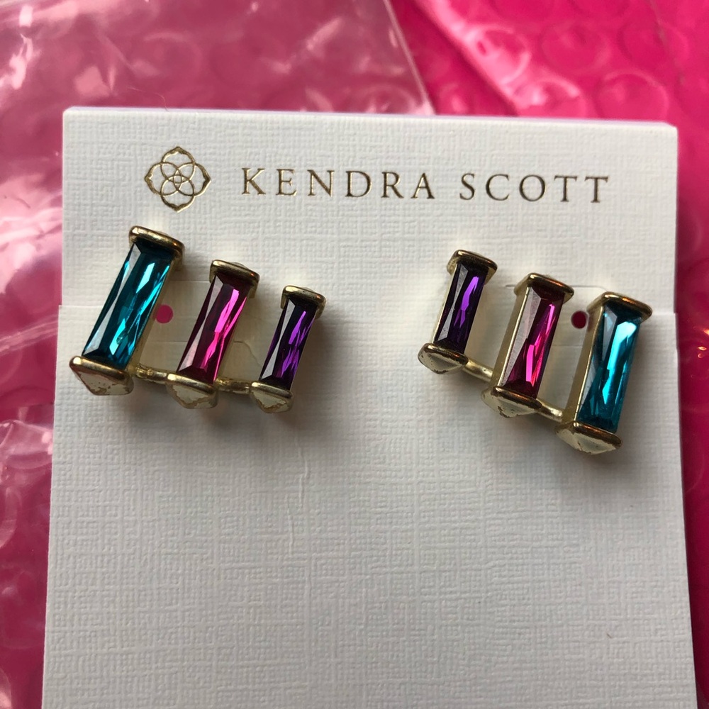 Kendra Scott Multicolor Baguette Stud Earrings - Teal, Pink, Purple
